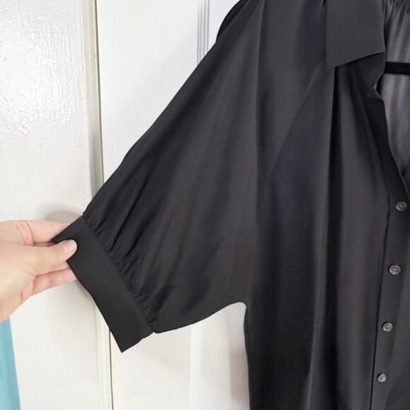 Lafayette 148 NY Silk Split Sleeve Button Down Blouse Top Career Designer 10 Ten - Picture 4 of 12
